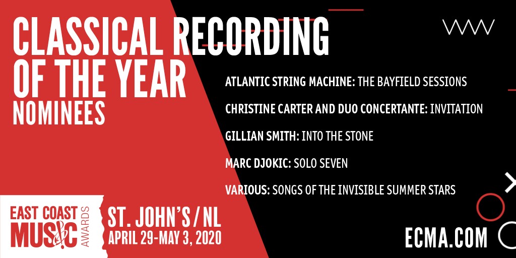 'Invitation' nominated for the 2020 ECMA Classical Recording of the Year.